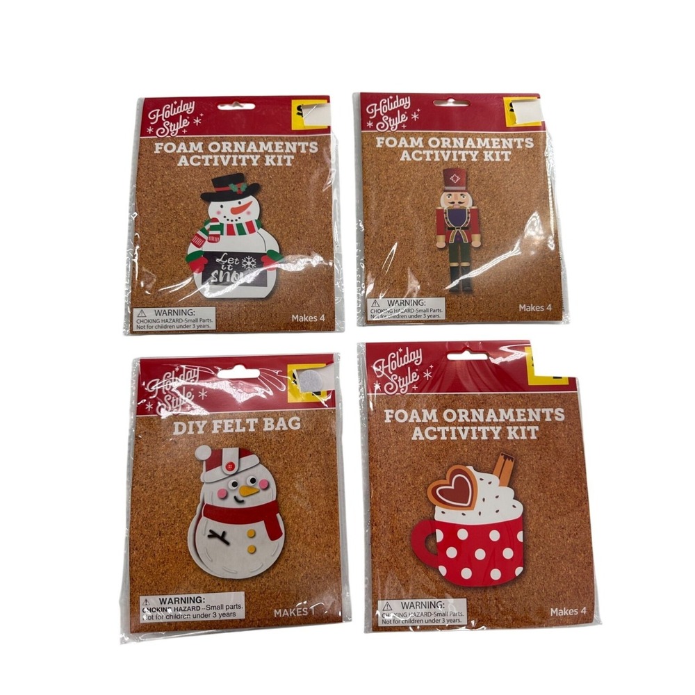 Holiday Style Foam Ornaments Activity Kit DIY Felt Bag Christmas Craft Bundle